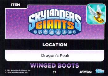 2012 Topps Skylanders Giants #77 Winged Boots Back