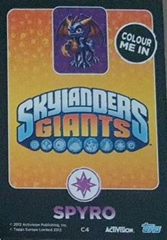 2012 Topps Skylanders Giants - Color Me In #C4 Spyro Back