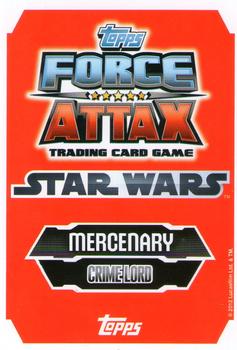 2012 Topps Star Wars Force Attax Series 3 #129 Jabba The Hutt Back