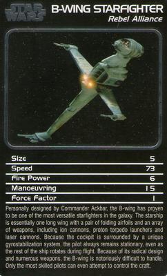 2006 Top Trumps Specials Star Wars Starships #NNO B-Wing Starfighter Front