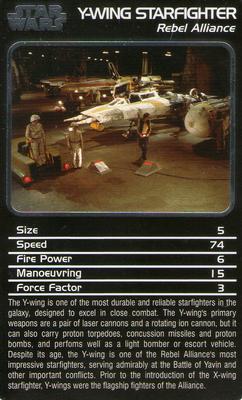 2006 Top Trumps Specials Star Wars Starships #NNO Y-Wing Starfighter Front