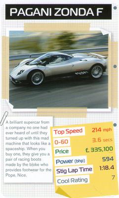 2009 Top Trumps Specials Top Gear Cool Cars #NNO Pagani Zonda F Front