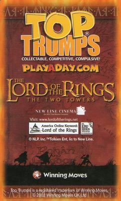 2004 Top Trumps Specials The Lord of the Rings The Two Towers #NNO Berzerker Back