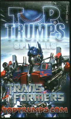 2007 Top Trumps Specials Transformers #NNO Keller Back