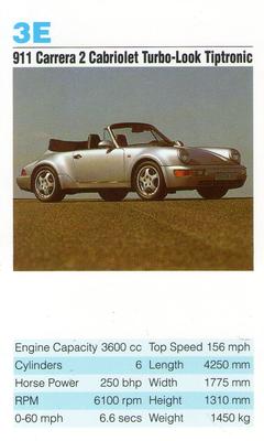 1992 Super Top Trumps Porsche Cars #3E 911 Carrera 2 Cabriolet Turbo-Look Tiptronic Front