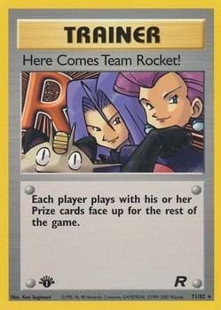 2000 Pokemon Team Rocket First Edition #71/82 Here Comes Team Rocket! Front