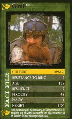 2004 Top Trumps Specials The Lord of the Rings The Fellowship of the Ring #NNO Gimli Front
