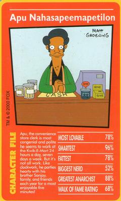 2000 Top Trumps The Simpsons #NNO Apu Nahasapeemapetilon Front