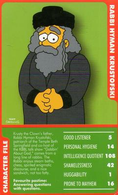 2010 Top Trumps Specials The Simpsons Classic Collection Volume 3 #NNO Rabbi Hyman Krustofski Front