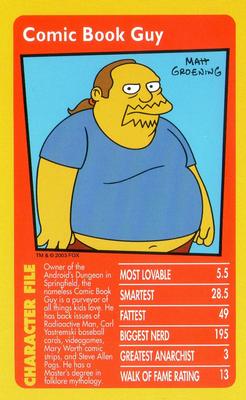 2003 Top Trumps The Simpsons #NNO Comic Book Guy Front