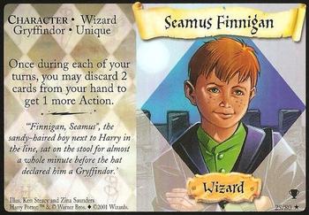 2001 Wizards Harry Potter Quidditch Cup TCG #25 Seamus Finnigan Front