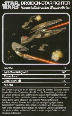 2013 Top Trumps Specials Star Wars Starships (German) #NNO Droid Starfighter Front
