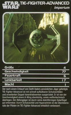 2013 Top Trumps Specials Star Wars Starships (German) #NNO TIE Fighter Advanced Front