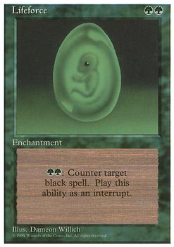 1995 Magic the Gathering 4th Edition #NNO Enchantment - Lifeforce Front