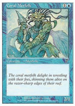2001 Magic the Gathering 7th Edition #66 Coral Merfolk Front
