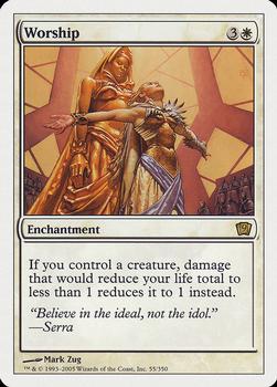 2005 Magic the Gathering 9th Edition #55 Worship Front