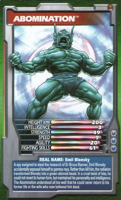 2003 Top Trumps Marvel Comic Heroes 2 #NNO Abomination Front