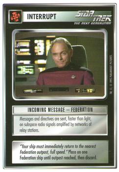 1995 Decipher Star Trek Premiere Unlimited Edition Beta #NNO Incoming Message - Federation Front