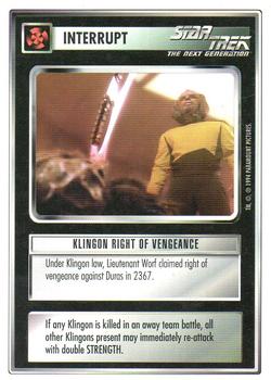 1995 Decipher Star Trek Premiere Unlimited Edition Beta #NNO Klingon Right of Vengeance Front