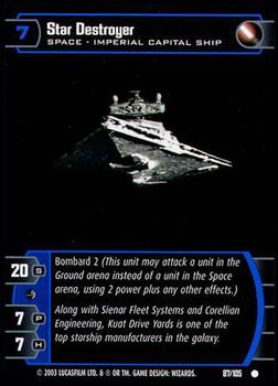 2003 Wizards of the Coast Star Wars Battle of Yavin #87 Star Destroyer Front