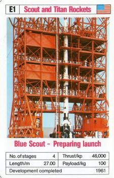 1978-81 Ace Trumps Space Rockets #E1 Blue Scout - Preparing launch Front