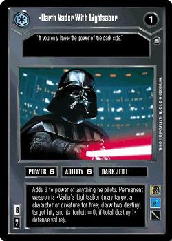 2001 Decipher Star Wars CCG Reflections II #NNO Darth Vader With Lightsaber Front