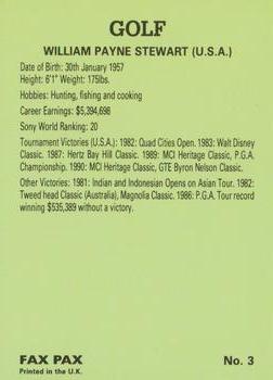 1993 Fax-Pax Famous Golfers #3 Payne Stewart Back