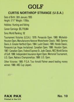 1993 Fax-Pax Famous Golfers #10 Curtis Strange Back