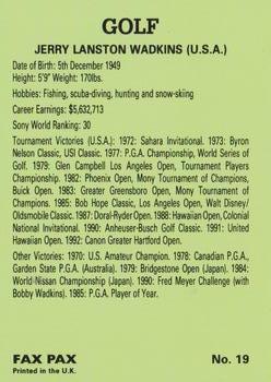 1993 Fax-Pax Famous Golfers #19 Lanny Wadkins Back