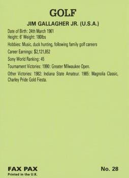 1993 Fax-Pax Famous Golfers #28 Jim Gallagher Jr. Back