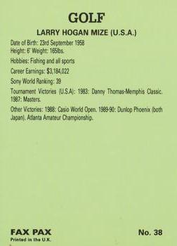 1993 Fax-Pax Famous Golfers #38 Larry Mize Back