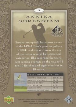 2005 SP Signature Golf #5 Annika Sorenstam Back