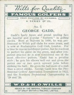 1930 Wills's Famous Golfers #5 George Gadd Back