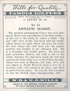 1930 Wills's Famous Golfers #14 Arnaud Massy Back