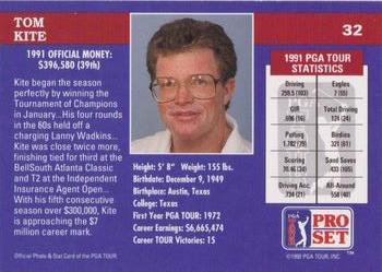 1992 Pro Set PGA Tour - 1991 Champions #32 Tom Kite Back