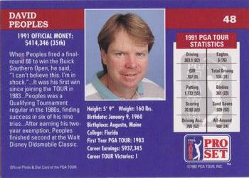 1992 Pro Set PGA Tour - 1991 Champions #48 David Peoples Back