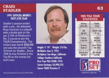1992 Pro Set PGA Tour - 1991 Champions #63 Craig Stadler Back