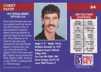 1992 Pro Set PGA Tour - 1991 Champions #84 Corey Pavin Back