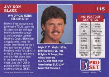 1992 Pro Set PGA Tour - 1991 Champions #115 Jay Don Blake Back