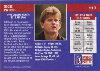 1992 Pro Set PGA Tour - 1991 Champions #117 Nick Price Back