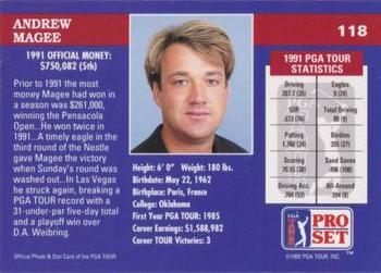 1992 Pro Set PGA Tour - 1991 Champions #118 Andrew Magee Back