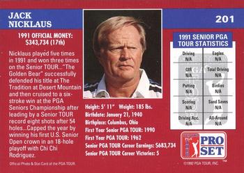 1992 Pro Set PGA Tour - 1991 Champions #201 Jack Nicklaus Back