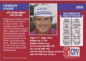 1992 Pro Set PGA Tour - 1991 Champions #203 Charles Coody Back