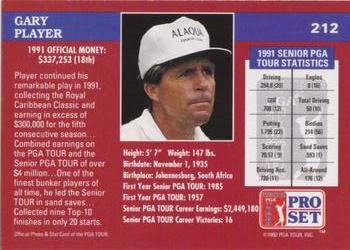 1992 Pro Set PGA Tour - 1991 Champions #212 Gary Player Back