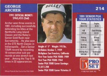 1992 Pro Set PGA Tour - 1991 Champions #214 George Archer Back