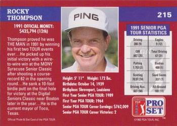 1992 Pro Set PGA Tour - 1991 Champions #215 Rocky Thompson Back