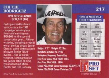 1992 Pro Set PGA Tour - 1991 Champions #217 Chi Chi Rodriguez Back