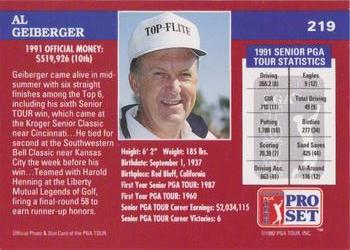 1992 Pro Set PGA Tour - 1991 Champions #219 Al Geiberger Back
