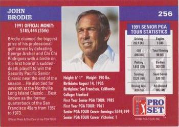 1992 Pro Set PGA Tour - 1991 Champions #256 John Brodie Back