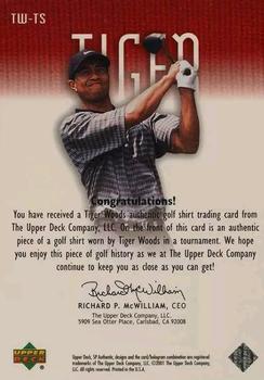 2001 SP Authentic - Tour Swatch Red #TW-TS Tiger Woods Back